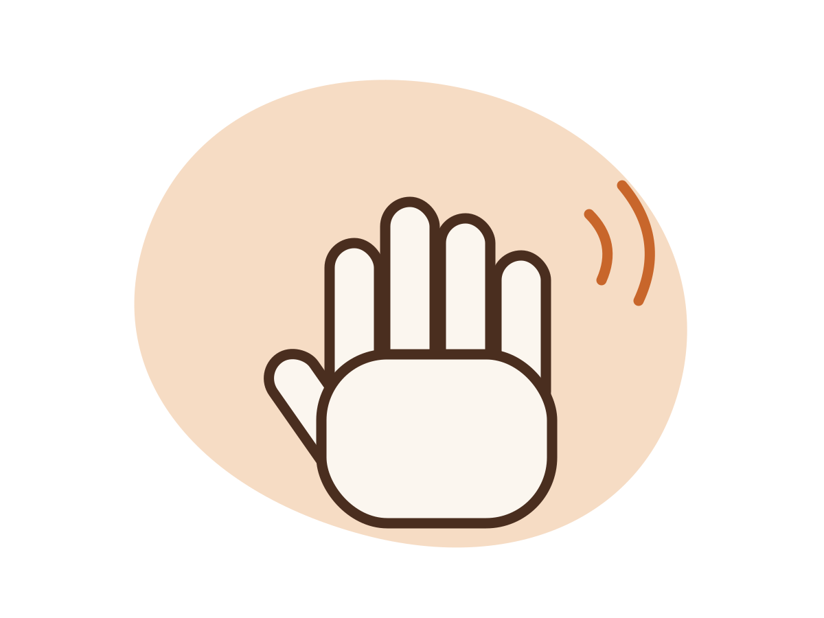 An open raised hand, illustration