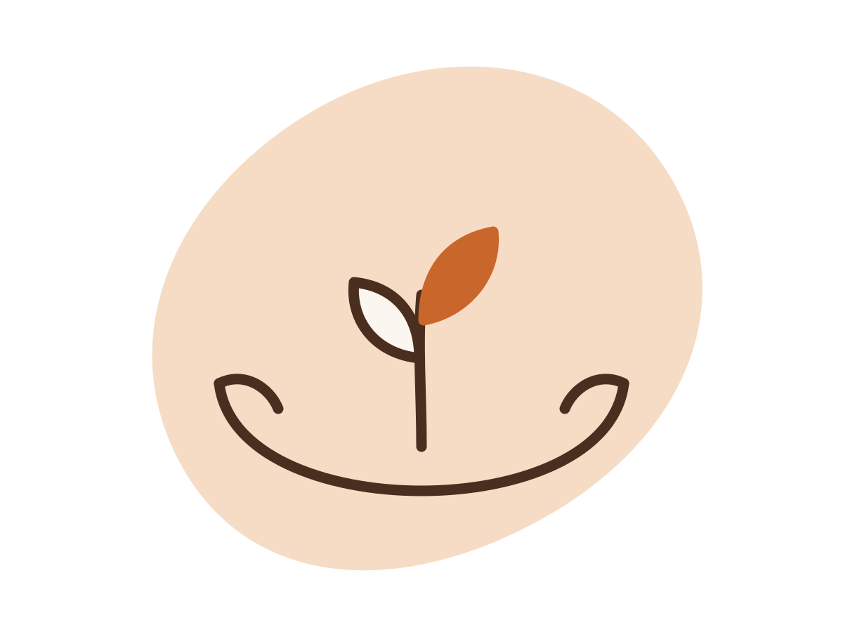 A sprout held in open cupped hands, illustration