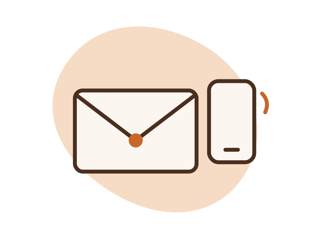An envelope and a phone, illustration