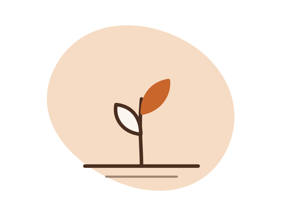 A young sprout growing from the ground, illustration